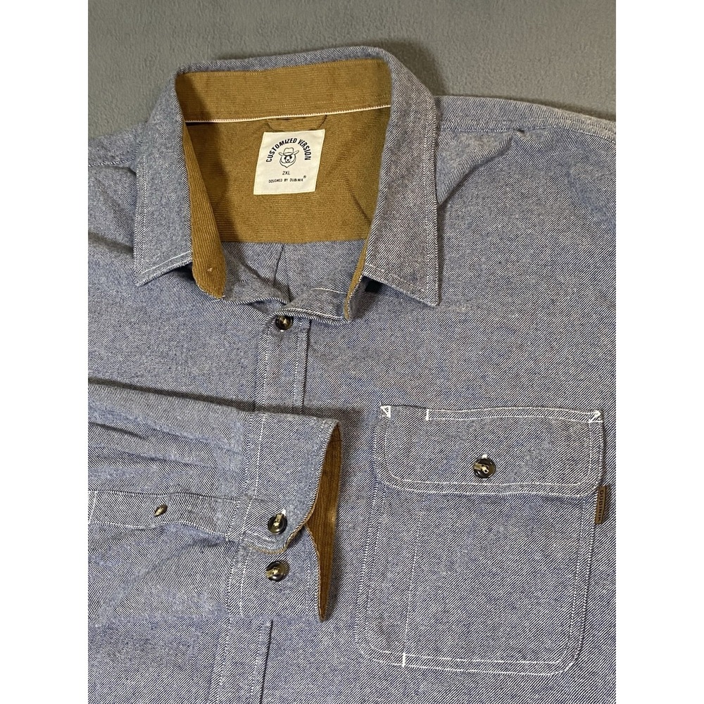 Customized Version By Dubinik Men's 2XL Soft Flannel Button Up Shirt Long Sleeve